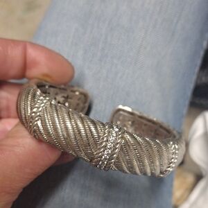 Silver Textured Cuff Bracelet